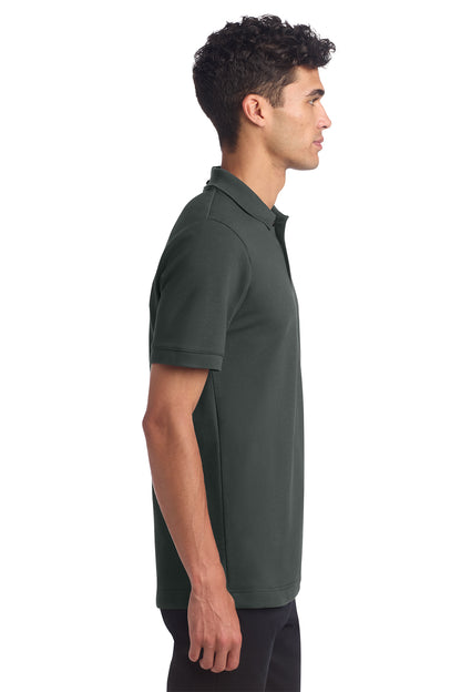 Mercer+Mettle Stretch Heavyweight Pique Polo in Anchor Grey, side on model
