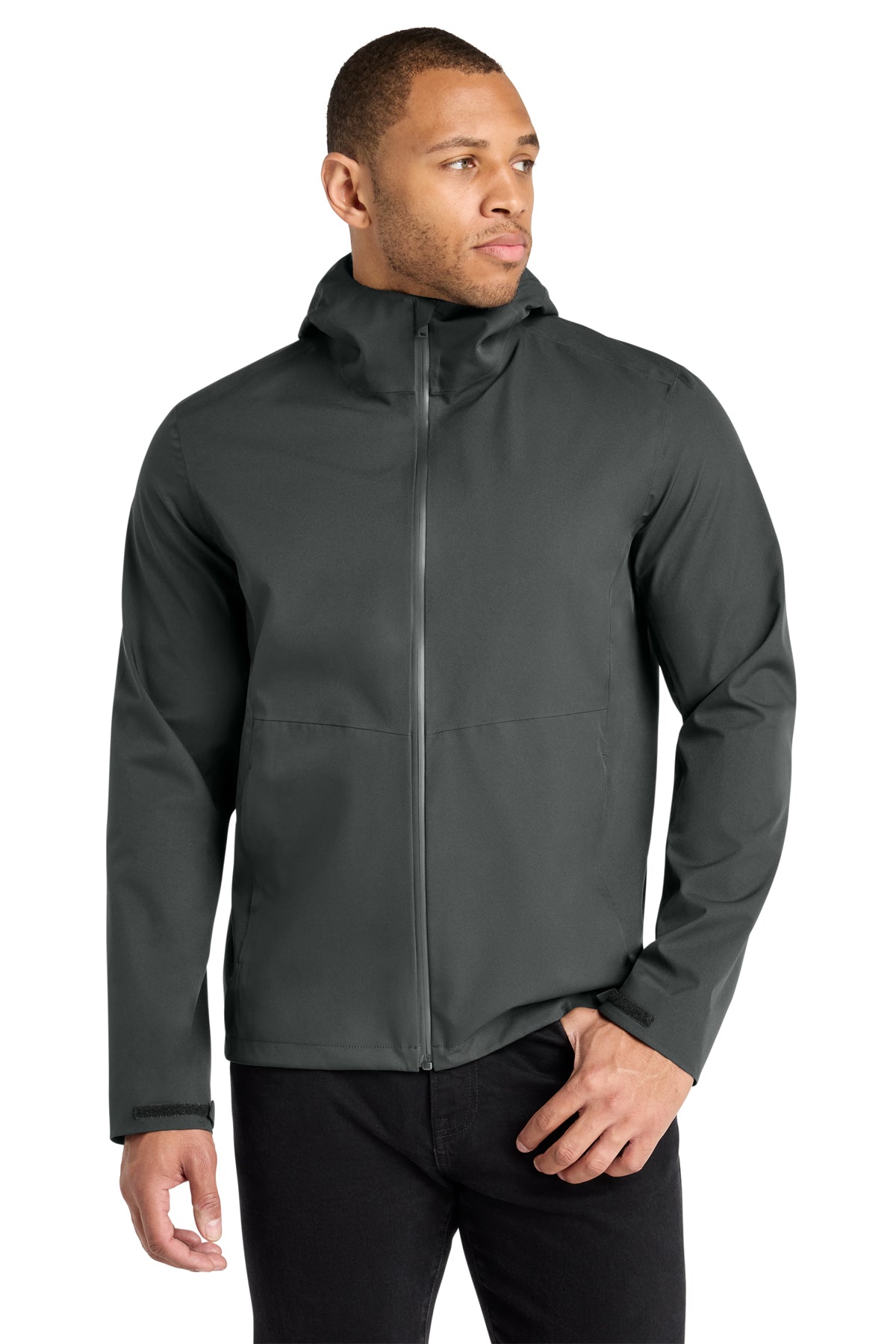 Mercer+Mettle Waterproof Rain Shell in Anchor Grey, front on model