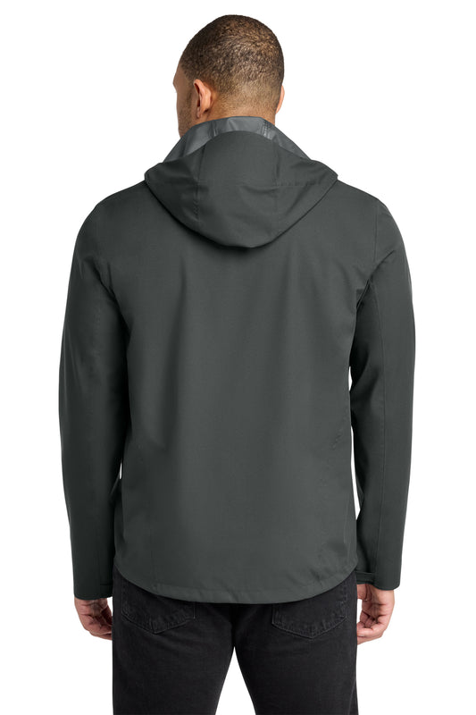 Mercer+Mettle Waterproof Rain Shell in Anchor Grey, back on model