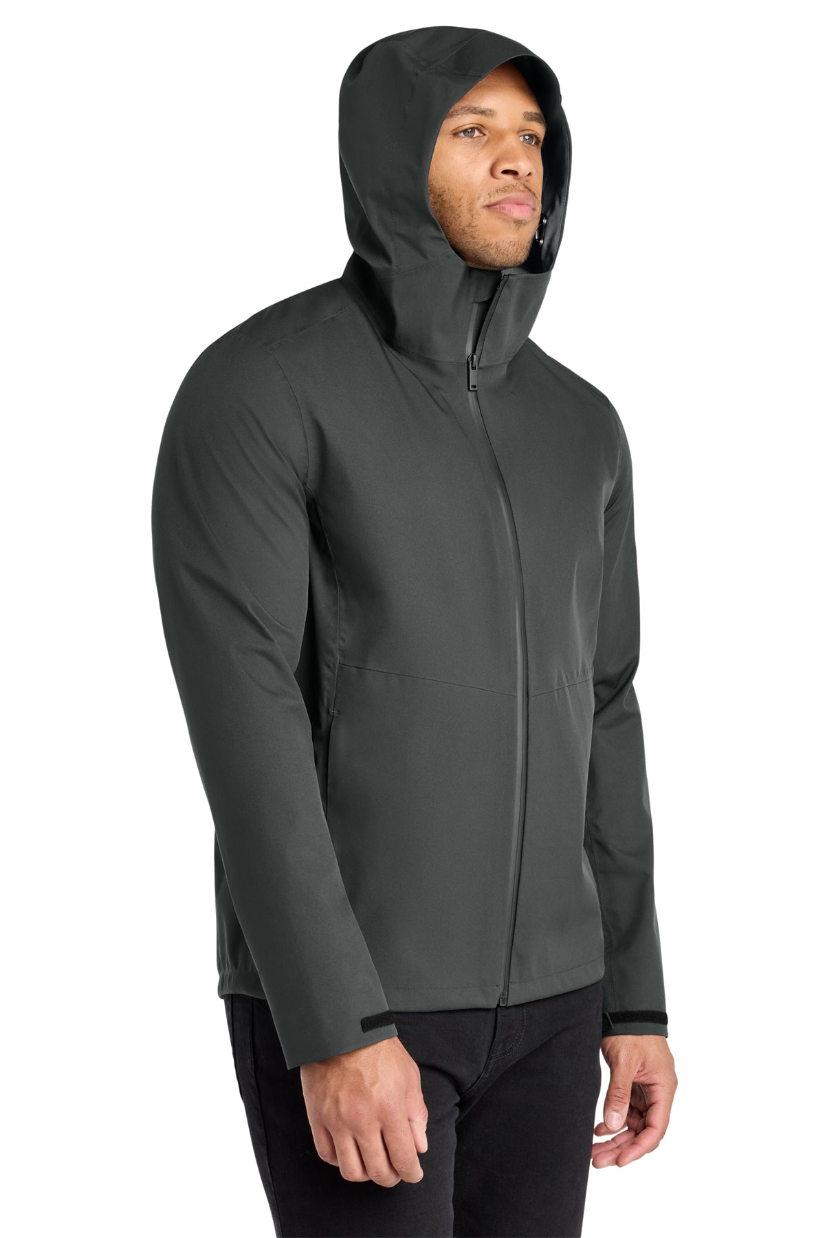 Mercer+Mettle Waterproof Rain Shell in Anchor Grey, view on model