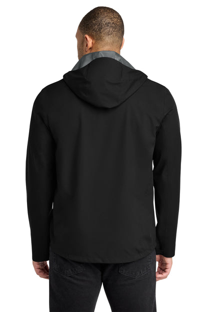 Mercer+Mettle Waterproof Rain Shell in Deep Black, back on model