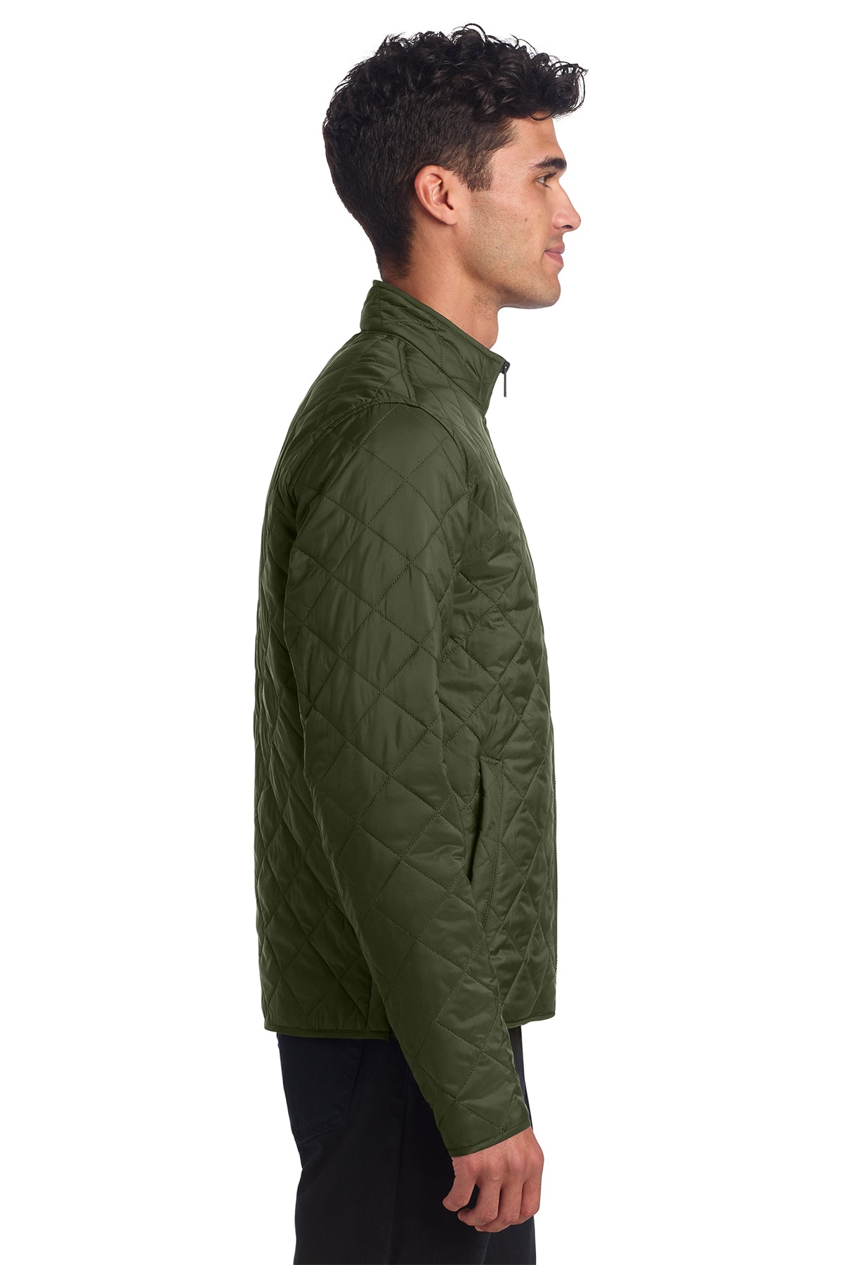 Mercer+Mettle Quilted Full-Zip Jacket in Townsend Green, side on model