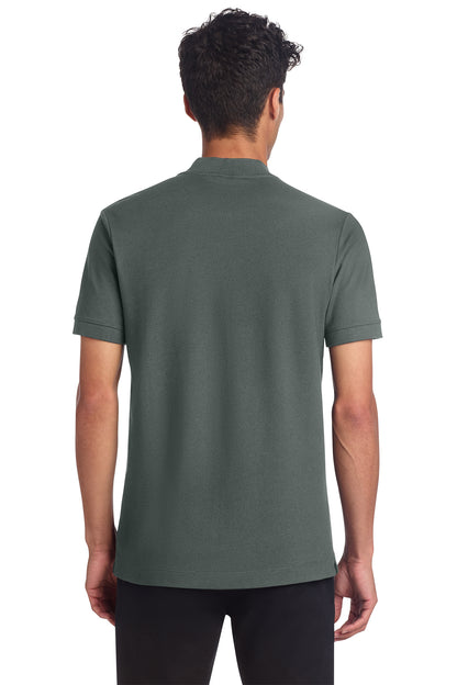 Mercer+Mettle Stretch Pique Henley in Anchor Grey, back on model