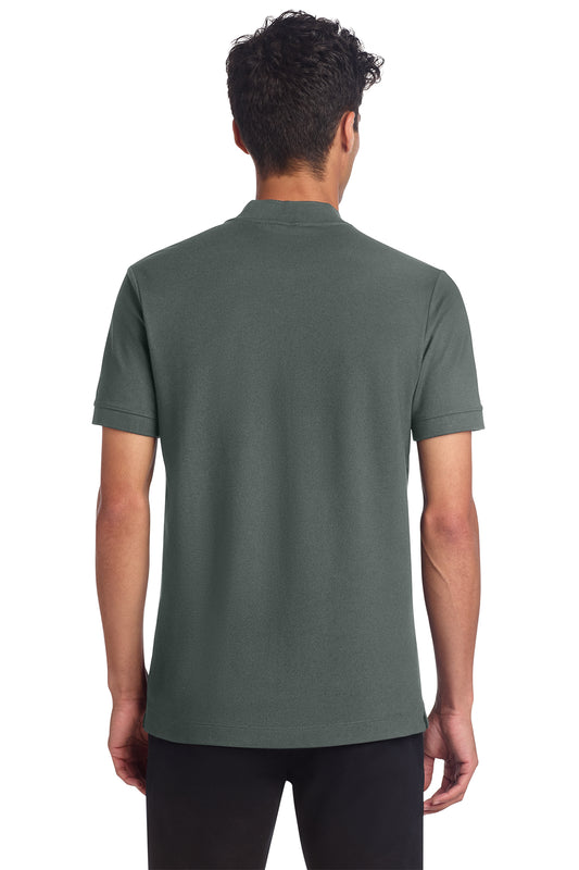 Mercer+Mettle Stretch Pique Henley in Anchor Grey, back on model