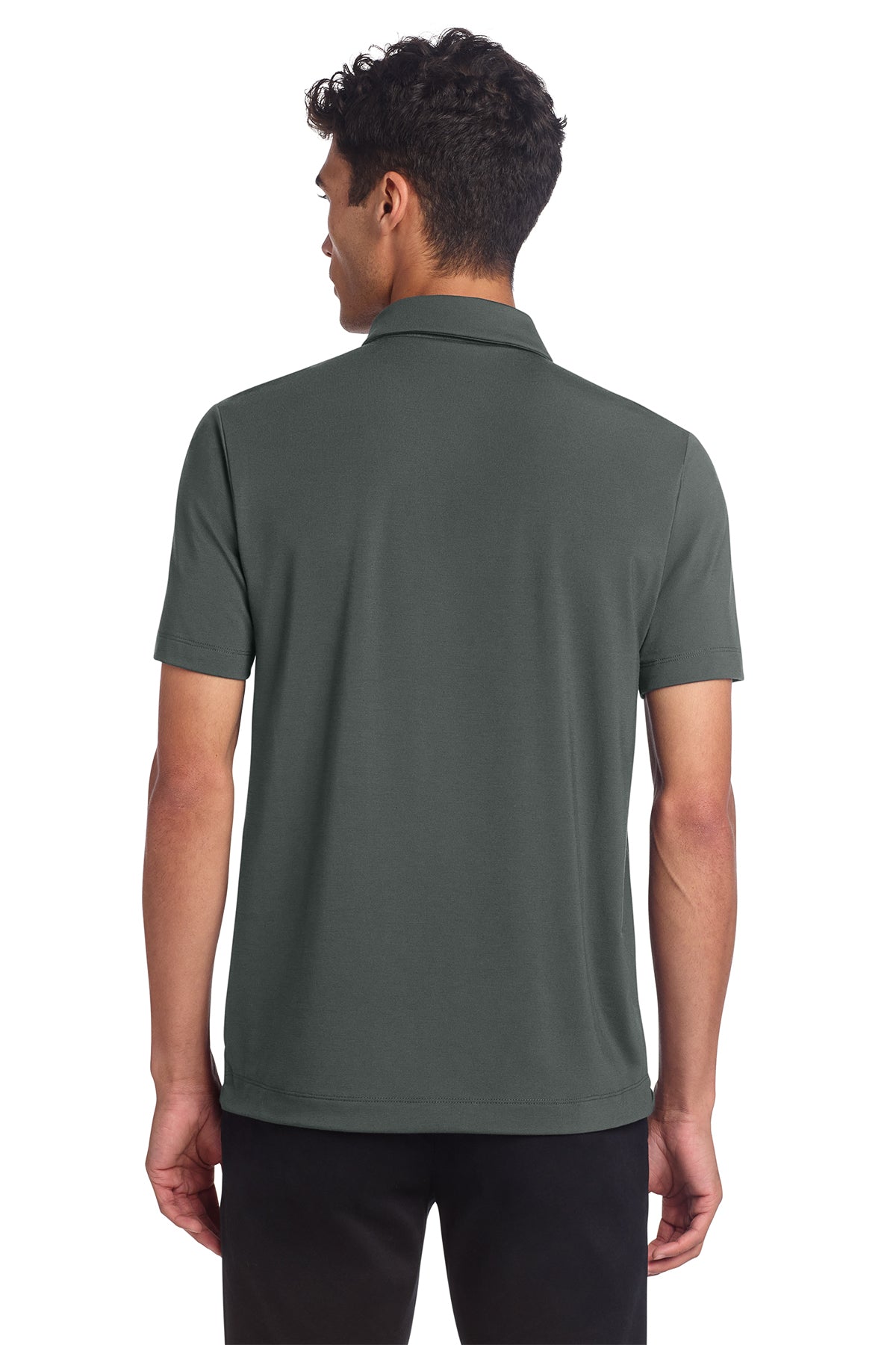 Mercer+Mettle Stretch Jersey Polo in Anchor Grey, back on model