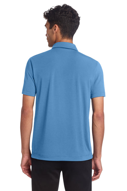 Mercer+Mettle Stretch Jersey Polo in Parisian Blue, back on model