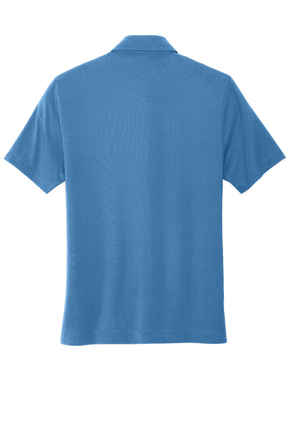 Mercer+Mettle Stretch Jersey Polo in Parisian Blue, back flat