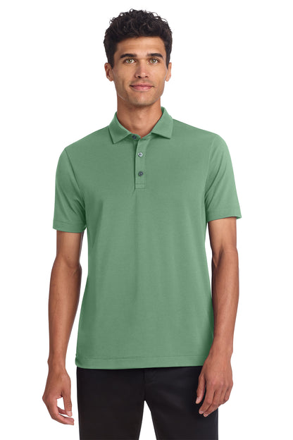 Mercer+Mettle Stretch Jersey Polo in Sage, front on model