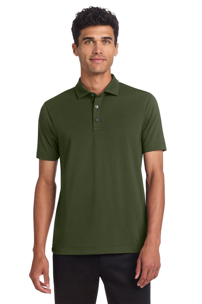 Mercer+Mettle Stretch Jersey Polo in Townsend Green, front on model