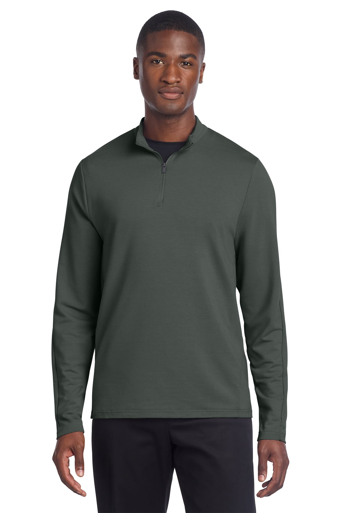 Mercer+Mettle Stretch 1/4-Zip Pullover in Anchor Grey, front on model