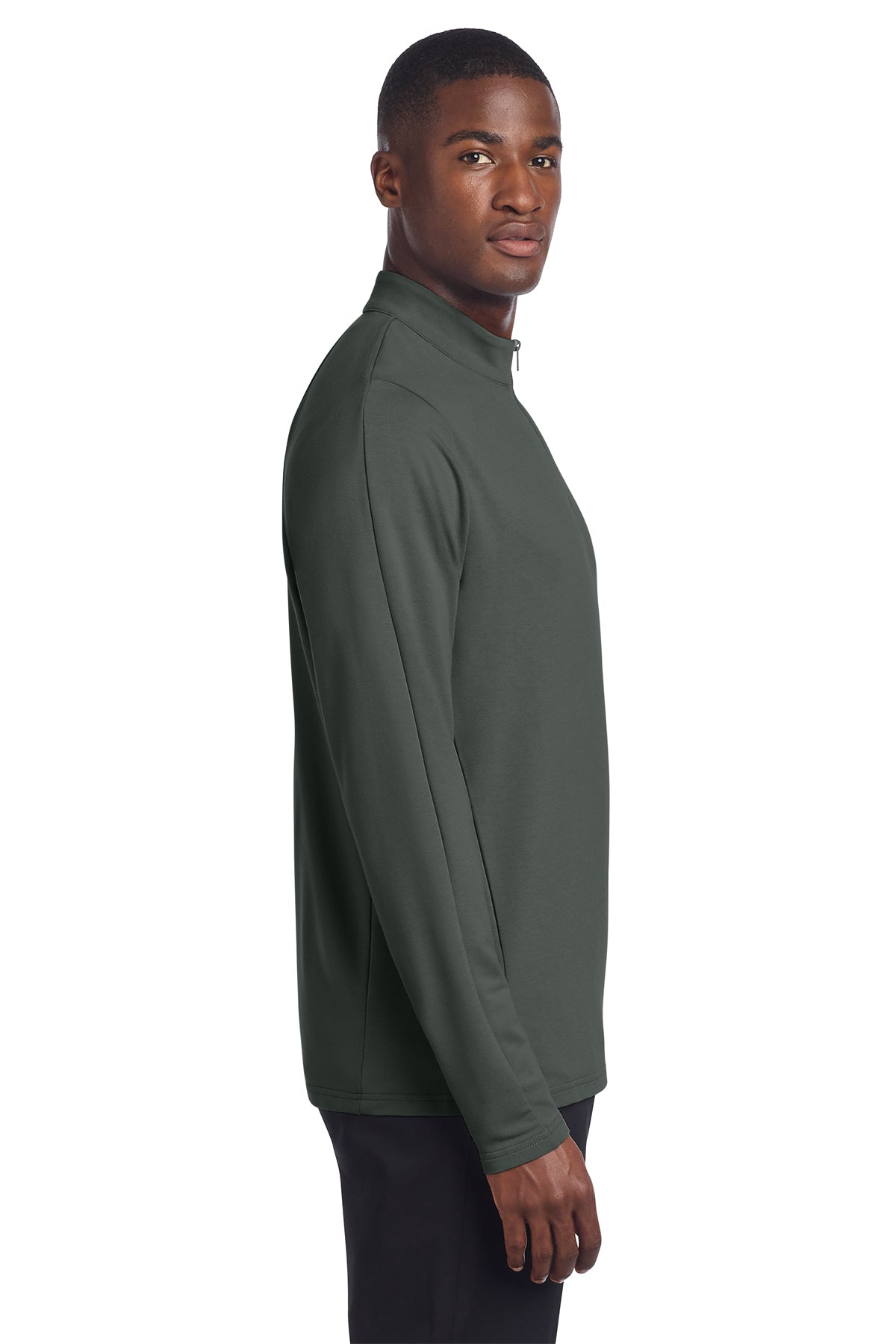 Mercer+Mettle Stretch 1/4-Zip Pullover in Anchor Grey, side on model