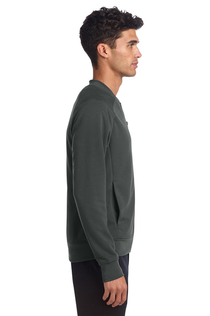 Mercer+Mettle Double-Knit Bomber in Anchor Grey, side on model