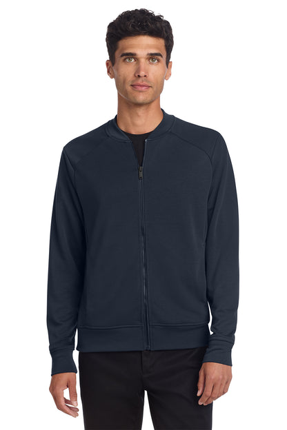 Mercer+Mettle Double-Knit Bomber in Night Navy, front on model