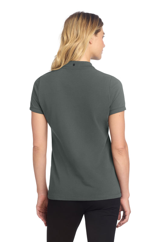 Mercer+Mettle Women’s Stretch Heavyweight Pique Polo in Anchor Grey, back on model