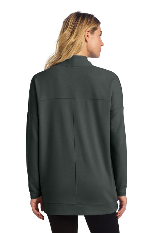 Mercer+Mettle Women’s Stretch Open-Front Cardigan in Anchor Grey, back on model
