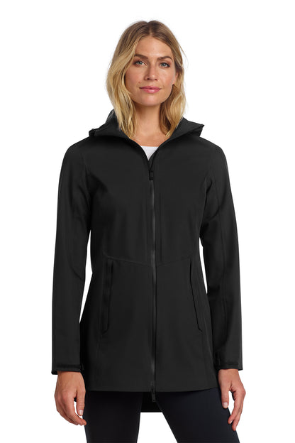 Mercer+Mettle Women’s Waterproof Rain Shell in Deep Black, front on model