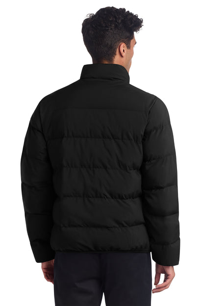 Mercer+Mettle Puffy Jacket in Deep Black, back on model