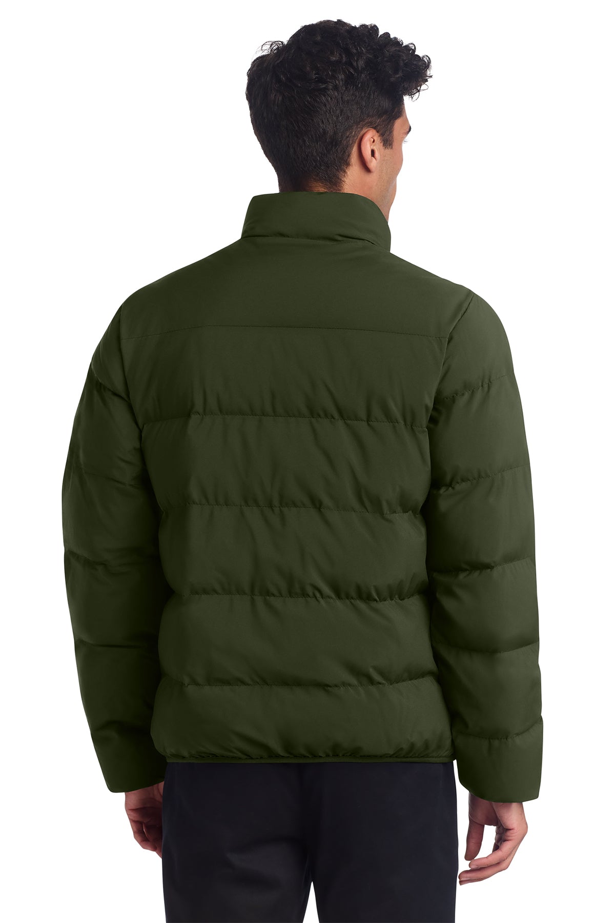 Mercer+Mettle Puffy Jacket in Townsend Green, back on model