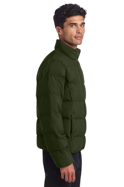 Mercer+Mettle Puffy Jacket in Townsend Green, side on model