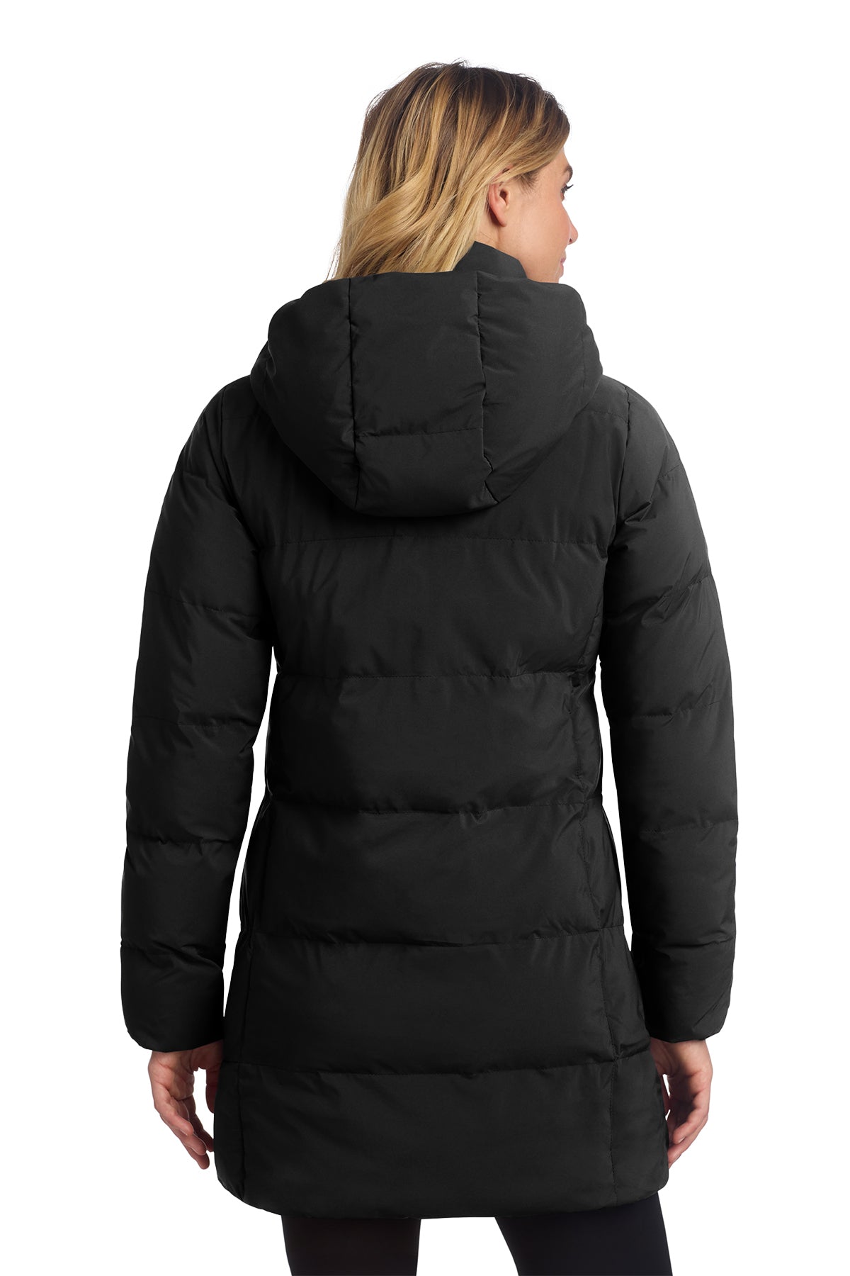 Mercer+Mettle Women’s Puffy Parka in Deep Black, back on model