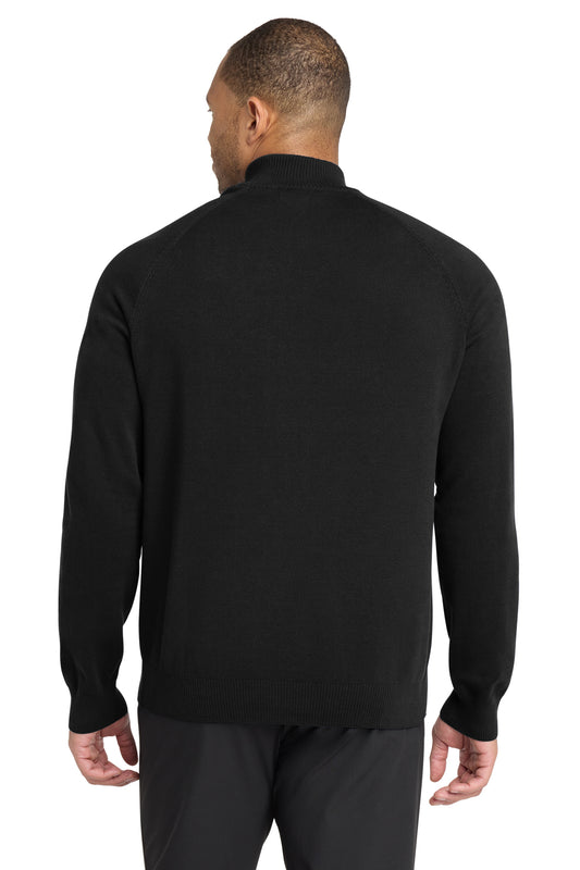 Mercer+Mettle 1/4-Zip Sweater in Deep Black, back on model