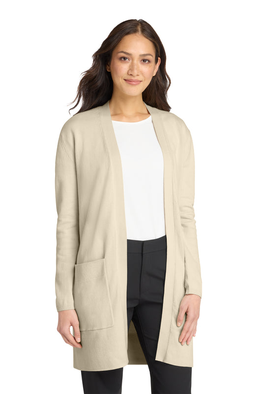 Mercer+Mettle Women’s Open-Front Cardigan Sweater in Birch, front on model
