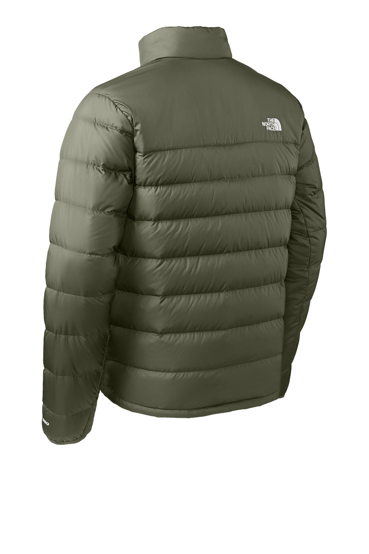 The North Face Down Hybrid Jacket in New Taupe Green, back flat