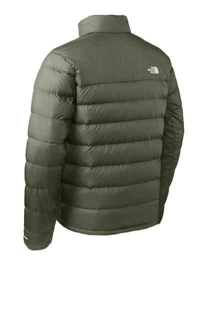 The North Face Down Hybrid Jacket in New Taupe Green, back flat