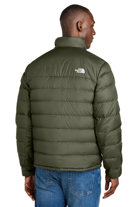The North Face Down Hybrid Jacket in New Taupe Green, back on model