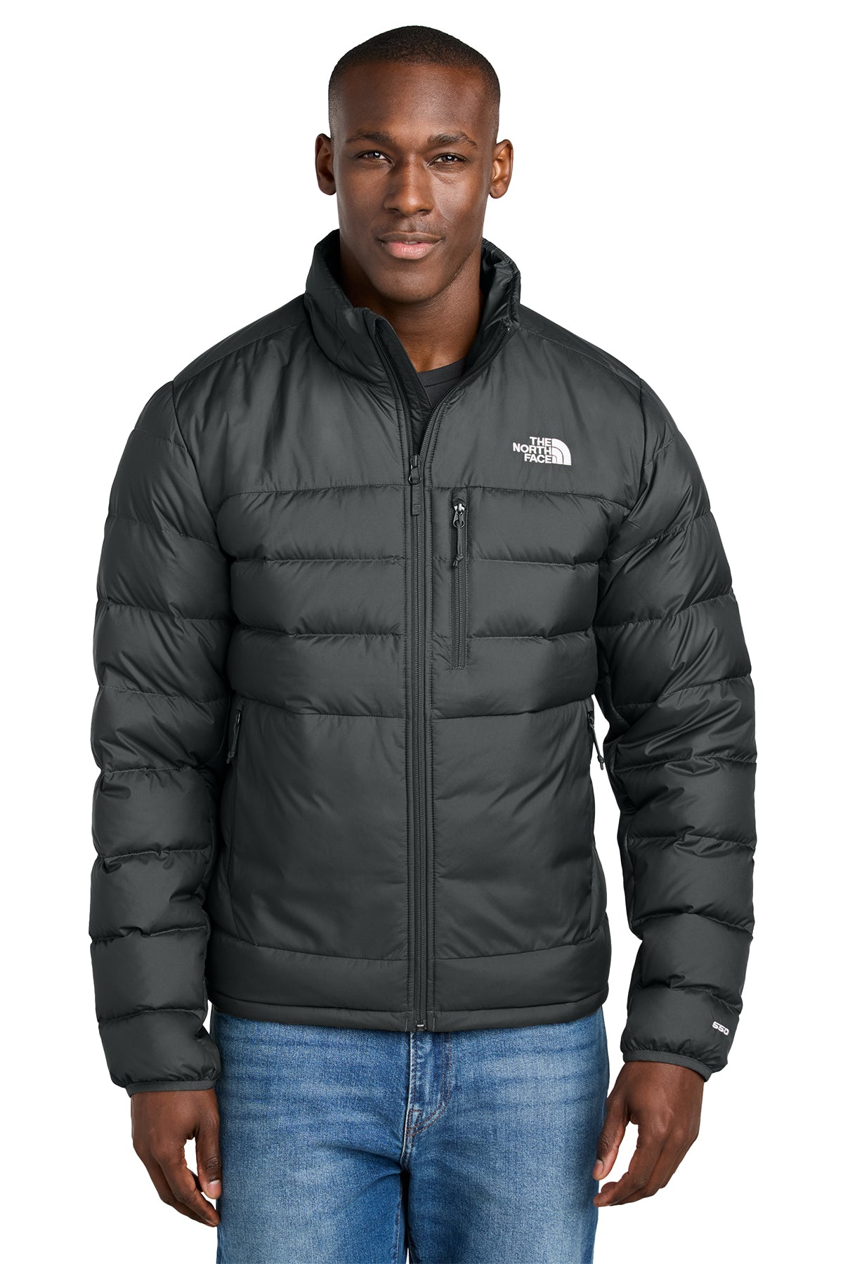 The North Face Down Hybrid Jacket in TNF Black, front on model