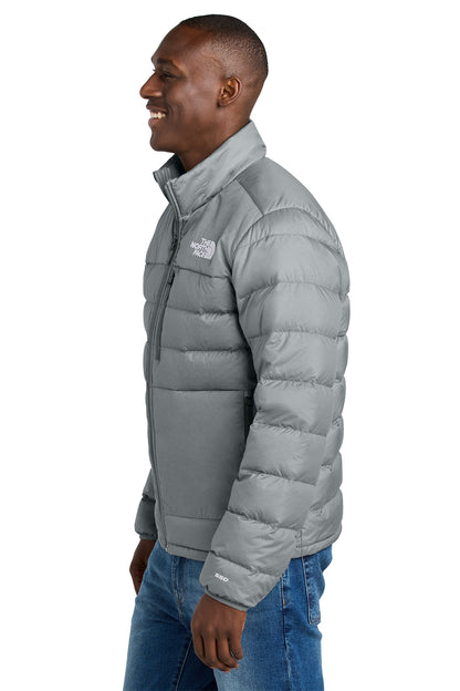 The North Face Down Hybrid Jacket in TNF Medium Grey Heather, side on model