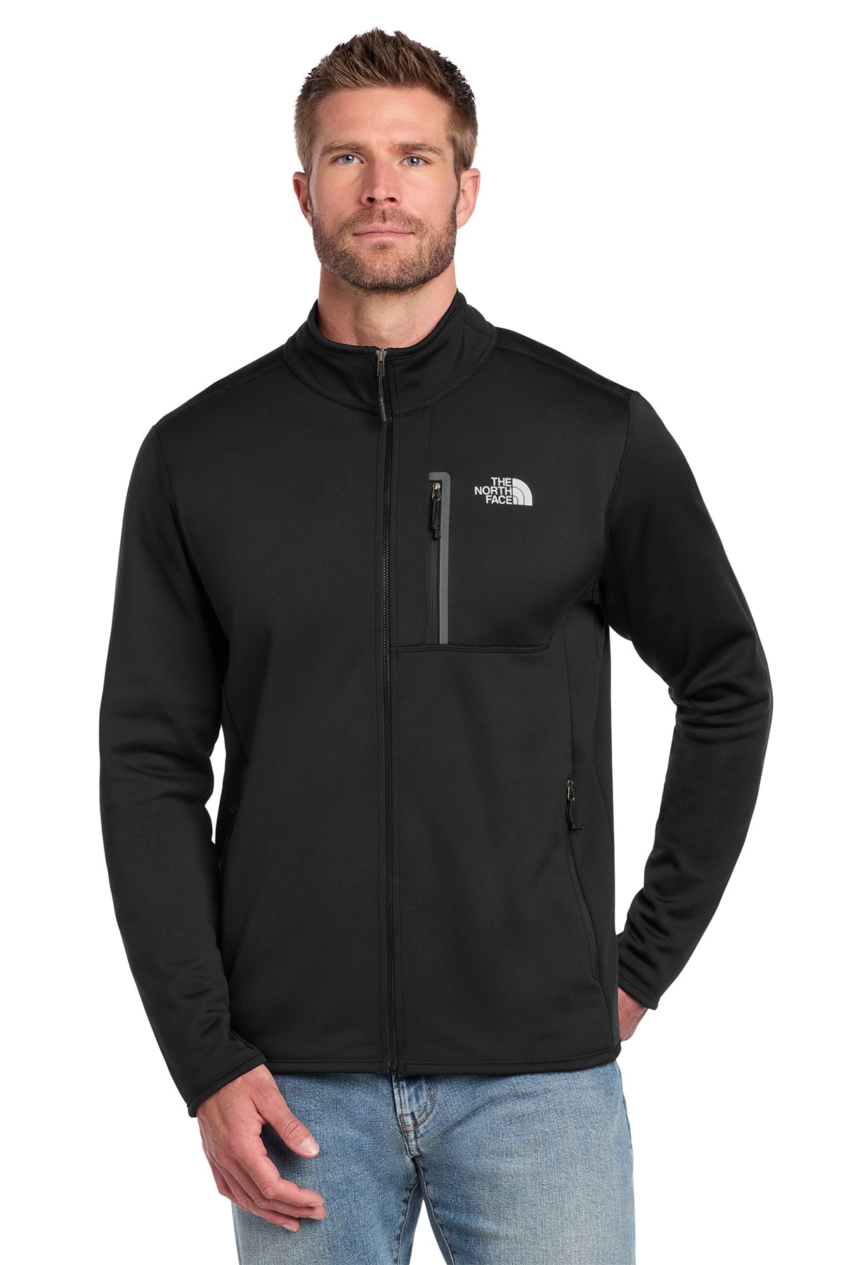 The North Face Skyline Full-Zip Fleece Jacket in TNF Black, front on model