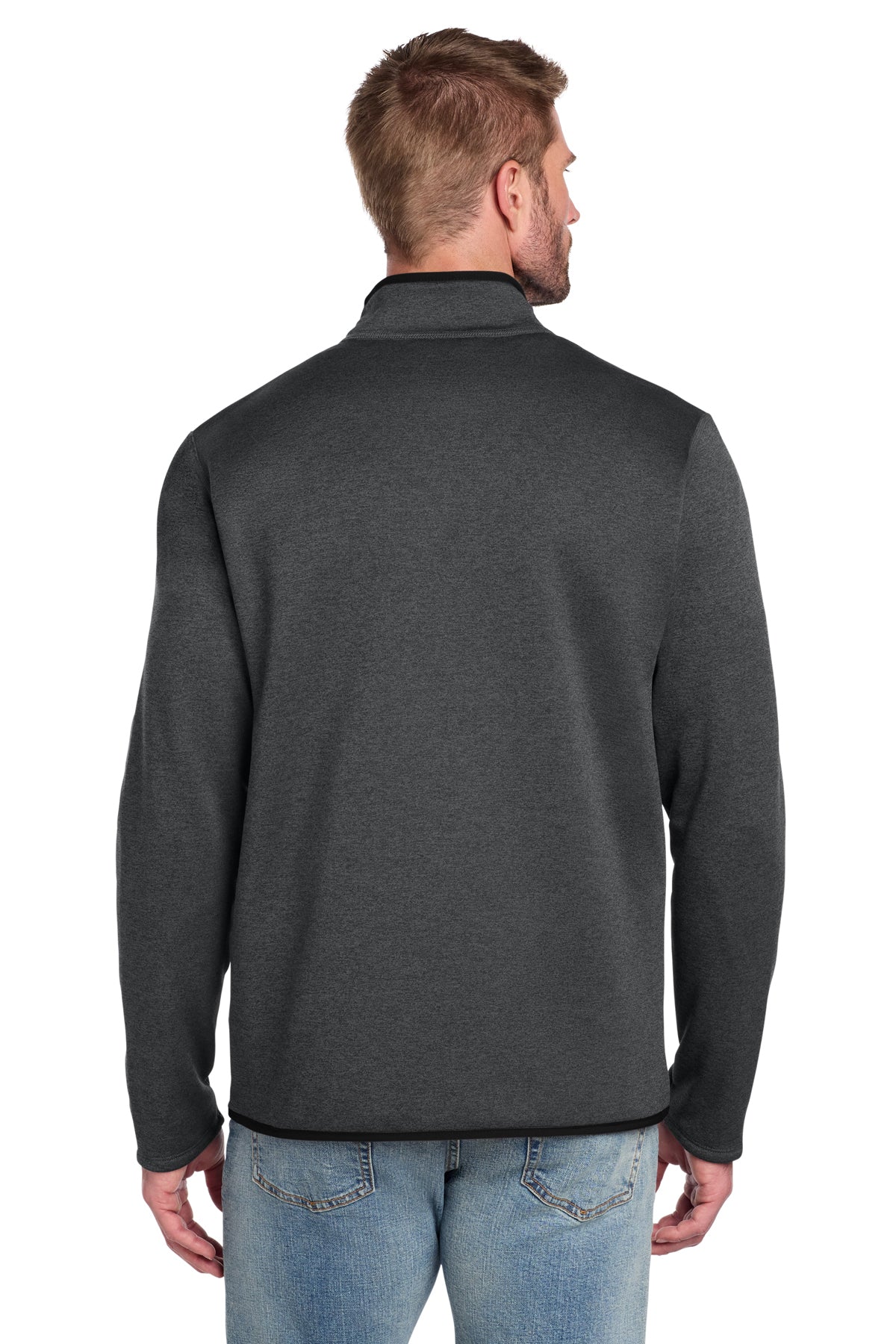 The North Face Skyline Full-Zip Fleece Jacket in TNF Dark Grey Heather, back on model