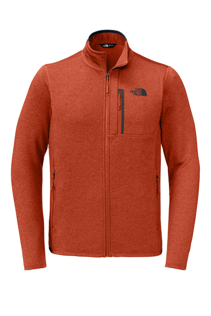The North Face Skyline Full-Zip Fleece Jacket in Zion Orange Heather/ Urban Navy, front flat