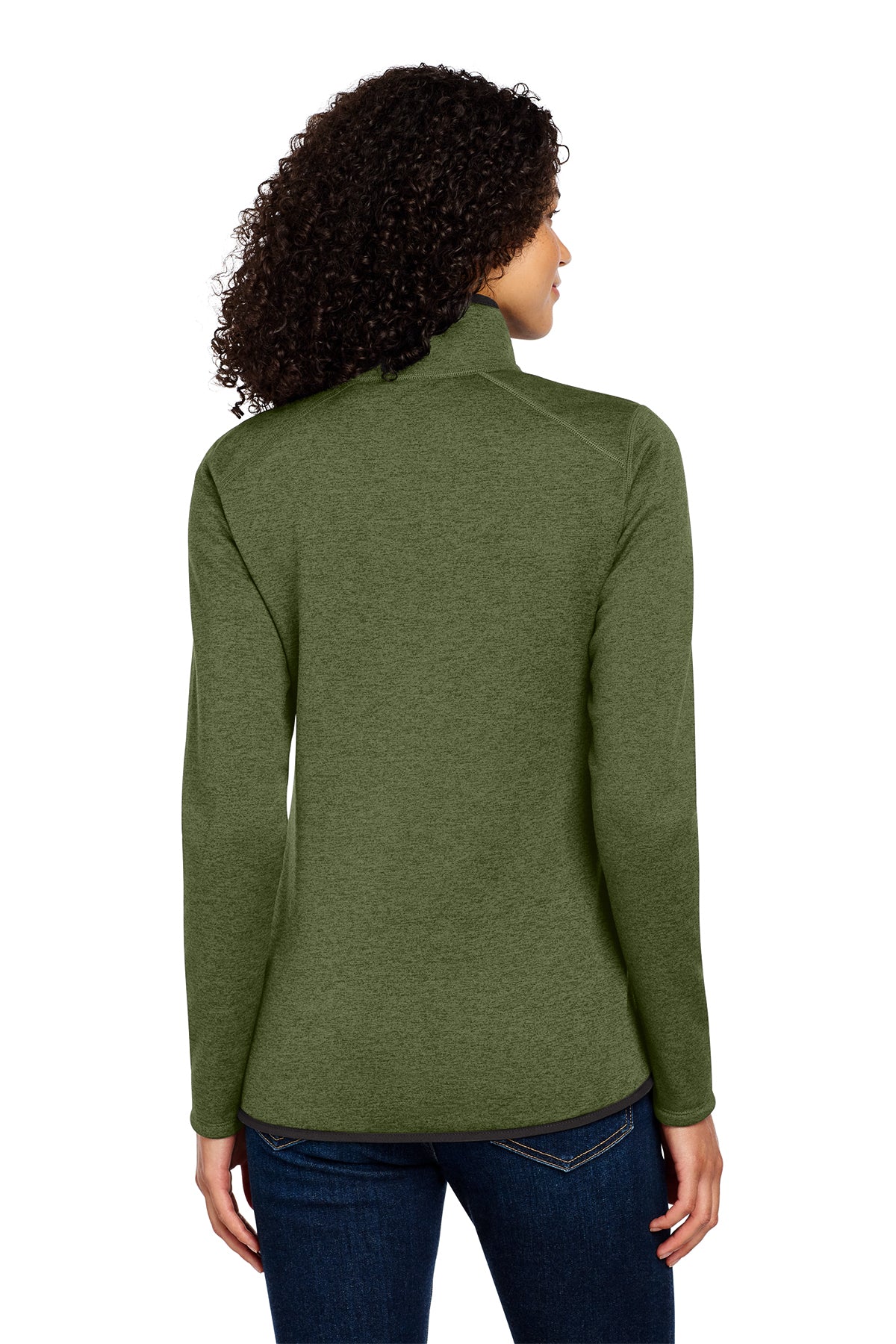 The North Face Women's Skyline Full-Zip Fleece Jacket in Four Leaf Clover Heather, back on model