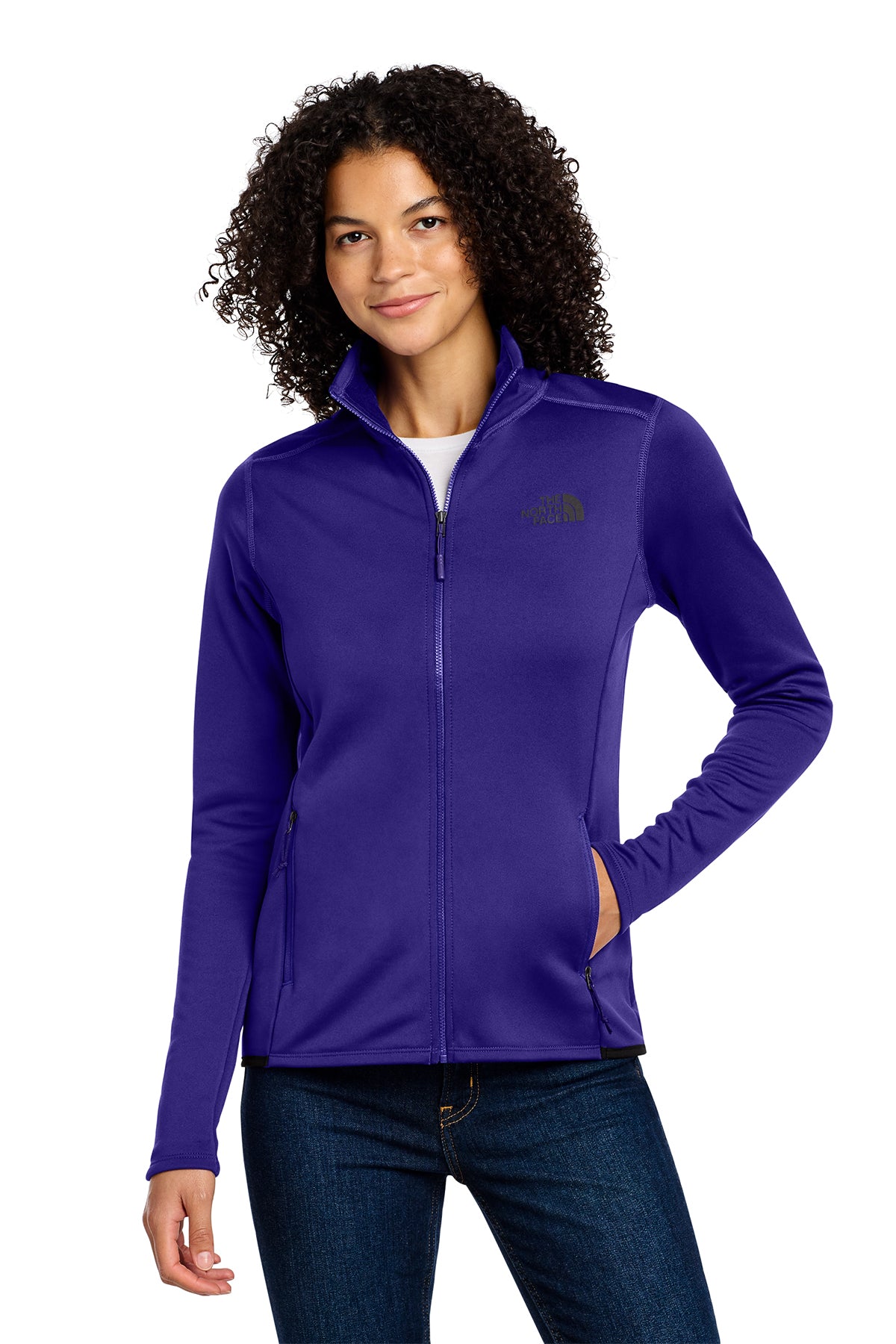 The North Face Women's Skyline Full-Zip Fleece Jacket in Lapis Blue, front on model