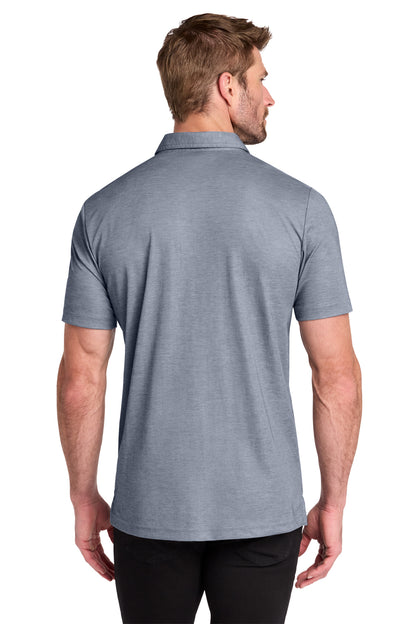 TravisMathew Oceanside Heather Pocket Polo in Blue Nights Heather, back on model