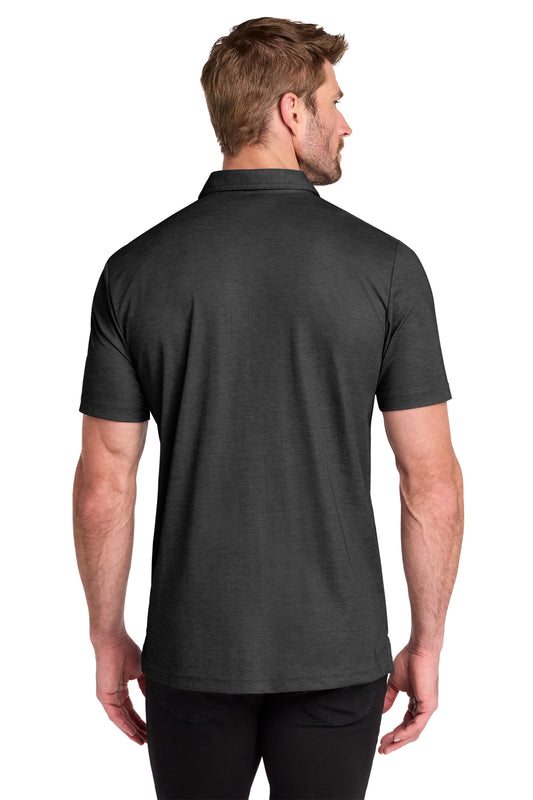 TravisMathew Oceanside Heather Pocket Polo in Black Heather, back on model