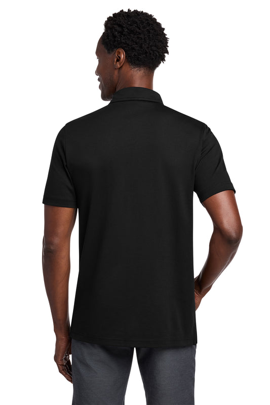 TravisMathew Coastal Chest Stripe Polo in Black, back on model