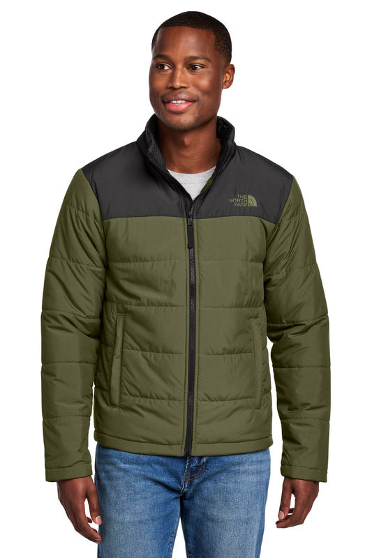 The North Face Chest Logo Everyday Insulated Jacket in Burnt Olive Green, front on model