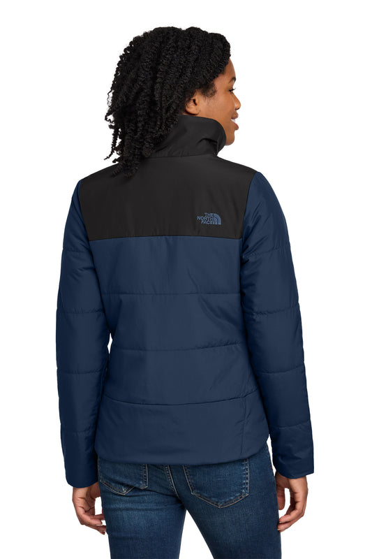 The North Face Women's Chest Logo Everyday Insulated Jacket in Shady Blue, back on model