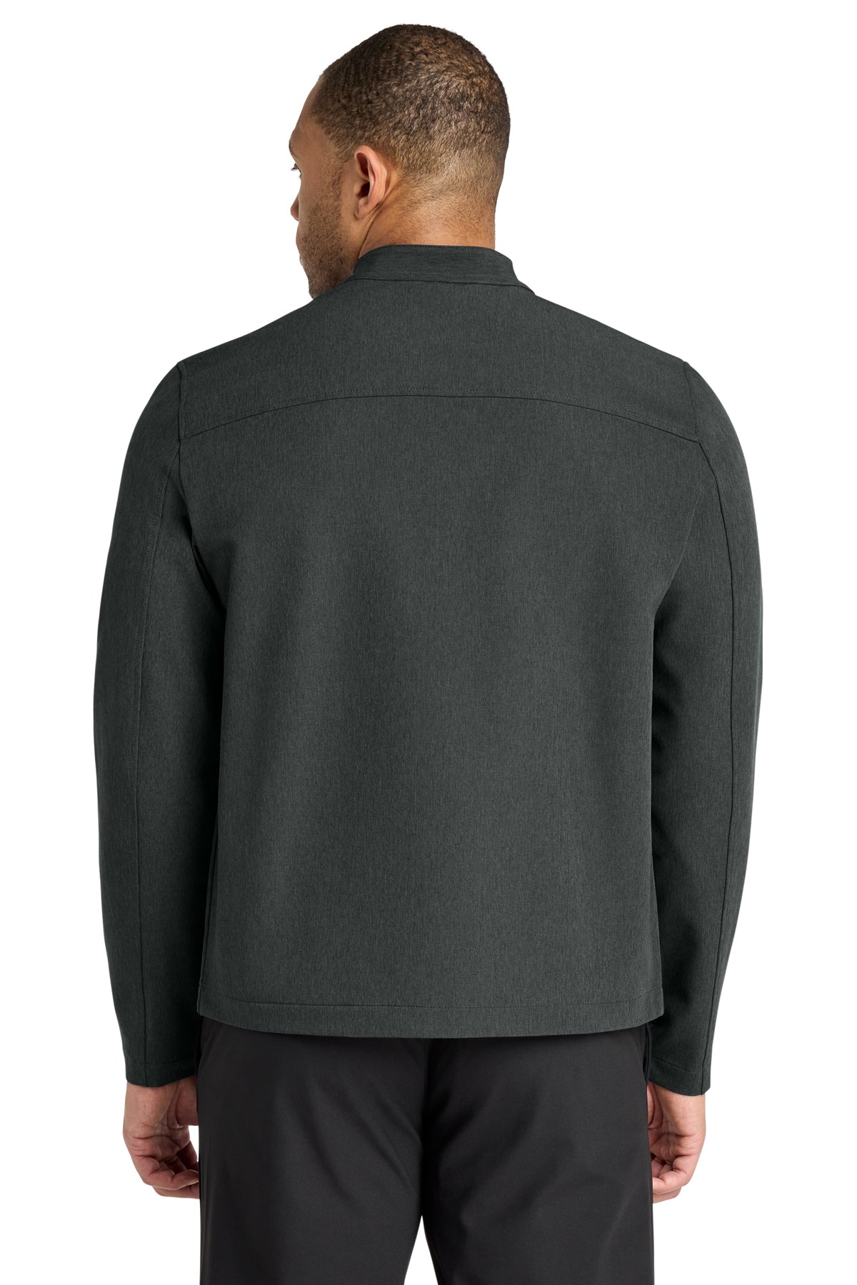 Mercer+Mettle Stretch Soft Shell Jacket in Anchor Grey Heather, back on model