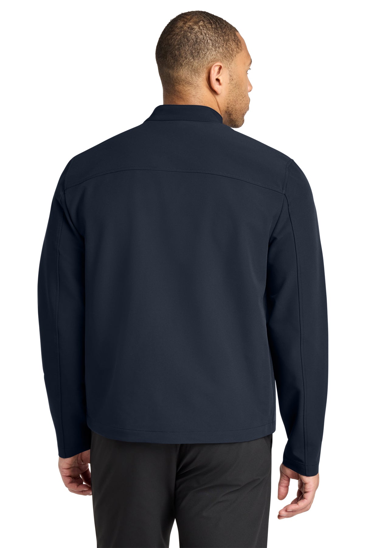 Mercer+Mettle Stretch Soft Shell Jacket in Night Navy, back on model