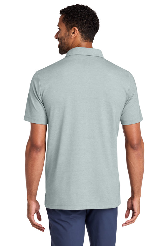 TravisMathew Sunsetters Pocket Polo in Balsam Green Heather, back on model