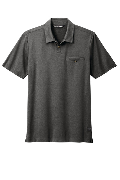 TravisMathew Sunsetters Pocket Polo in Black Heather, front flat