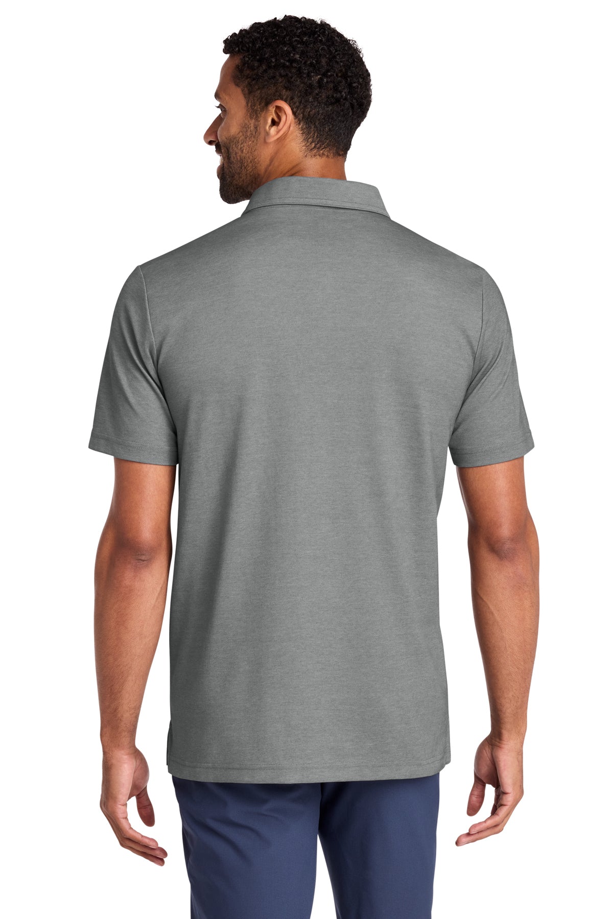 TravisMathew Sunsetters Pocket Polo in Grey Heather, back on model