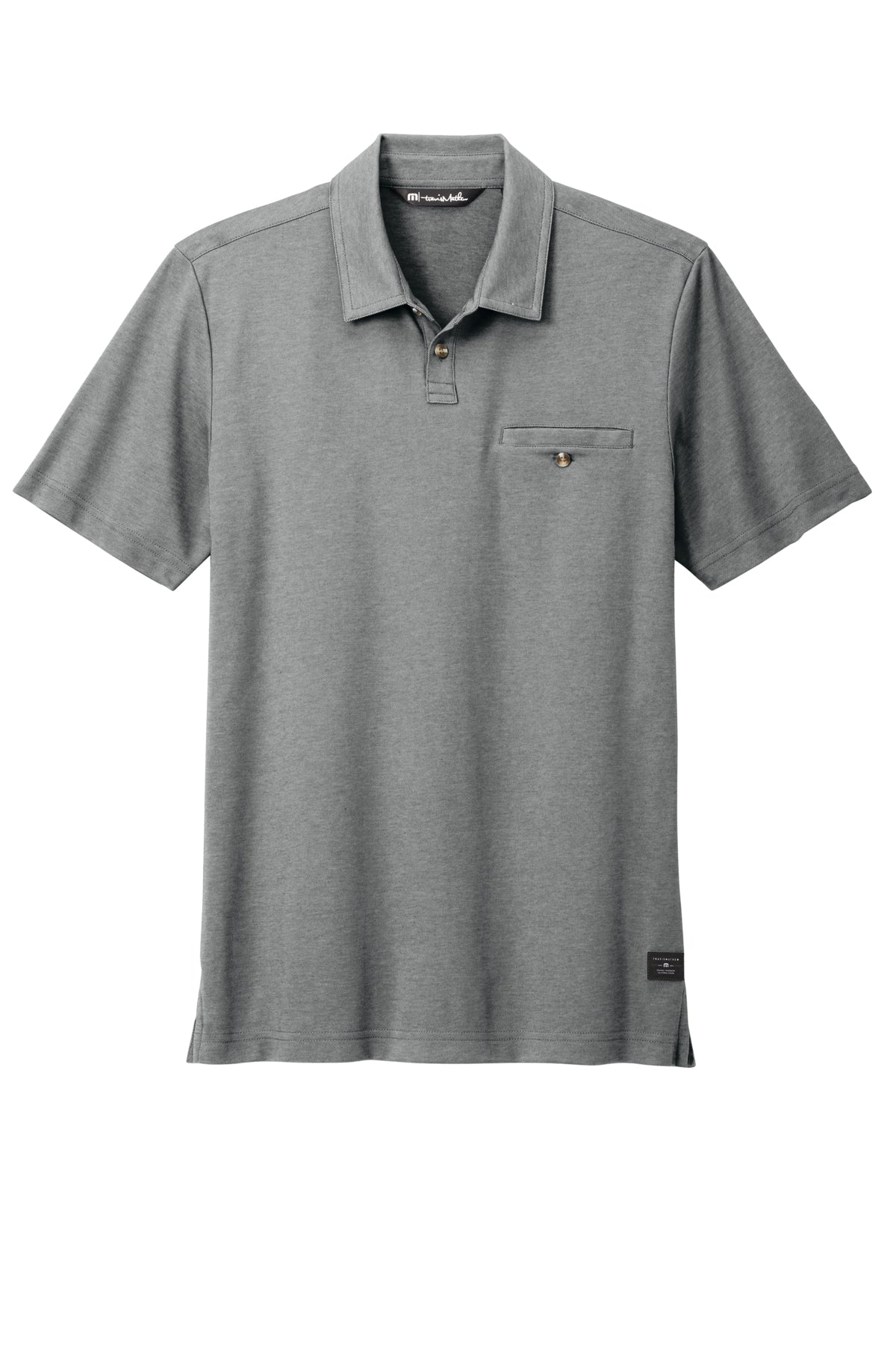 TravisMathew Sunsetters Pocket Polo in Grey Heather, front flat