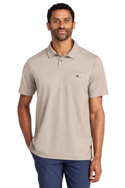 TravisMathew Sunsetters Pocket Polo in Portabella Heather, front on model