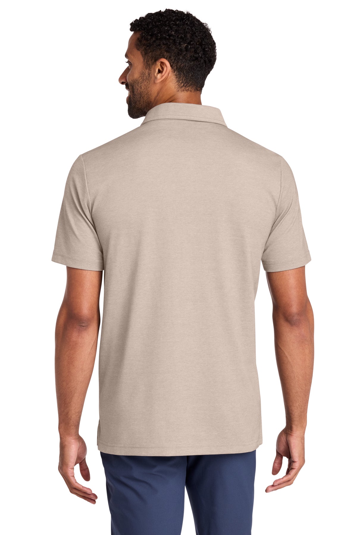 TravisMathew Sunsetters Pocket Polo in Portabella Heather, back on model