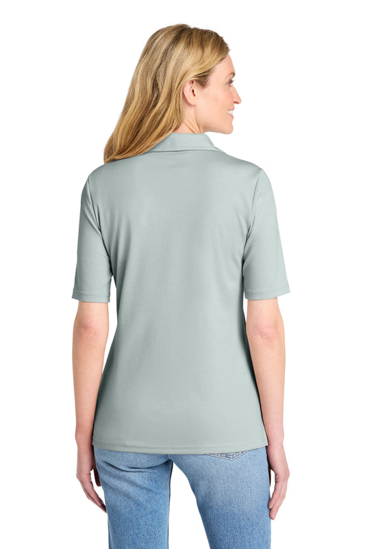 TravisMathew Women's Sunsetters Polo in Balsam Green Heather, back on model